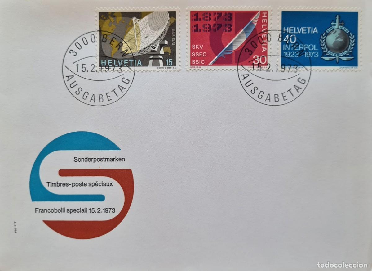 Selos: Cuatro sobres de primer d&iacute;a Suiza 1973