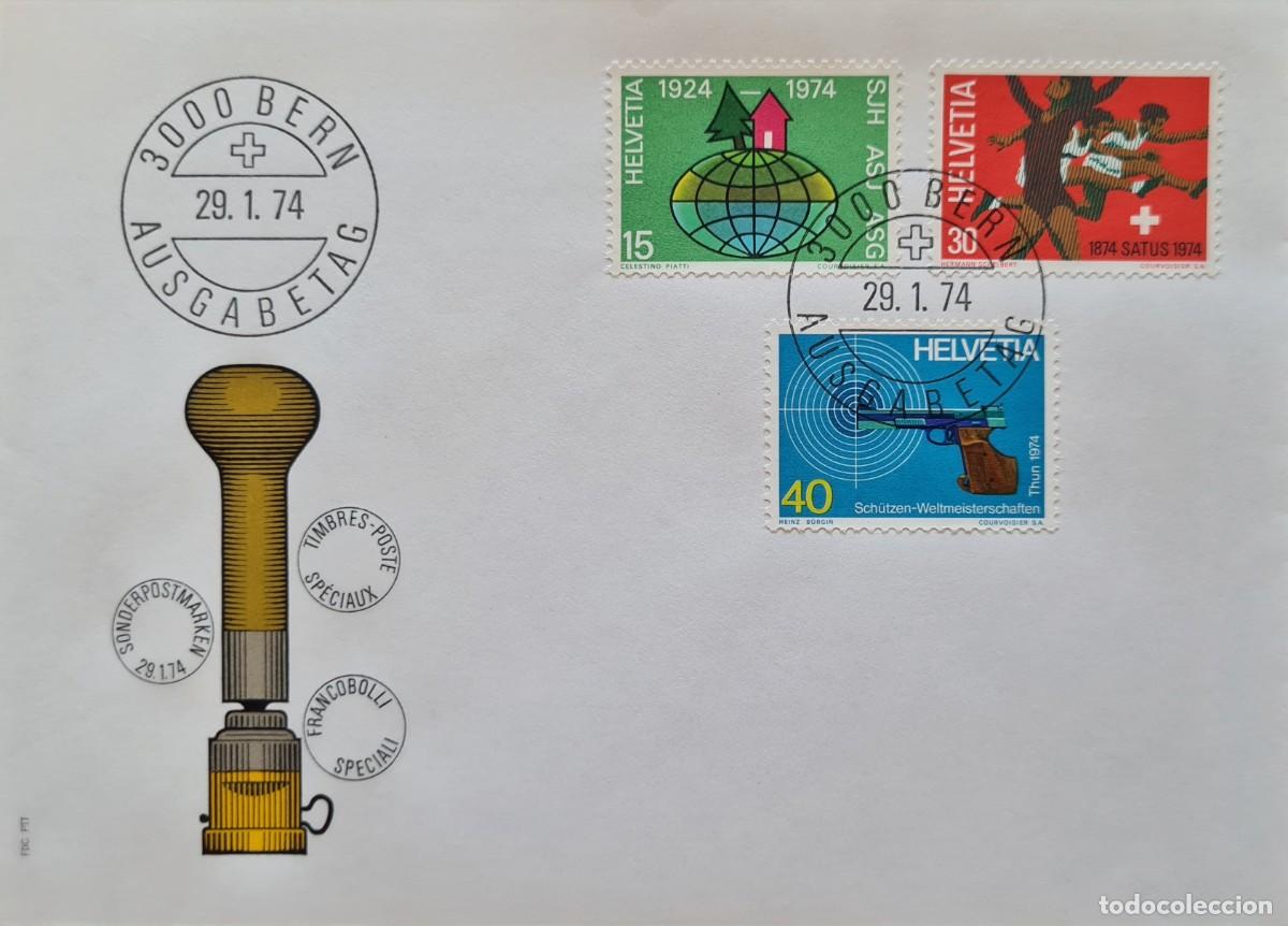Selos: Sobre de primer d&iacute;a de Suiza 1974: conmemorativos