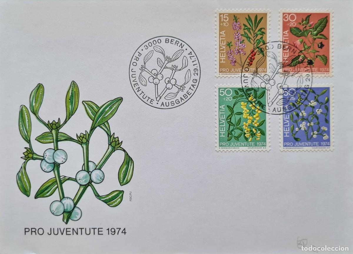 Selos: Sobre de primer d&iacute;a de Suiza 1974: pro-juventud. Plantas venenosas del bosque