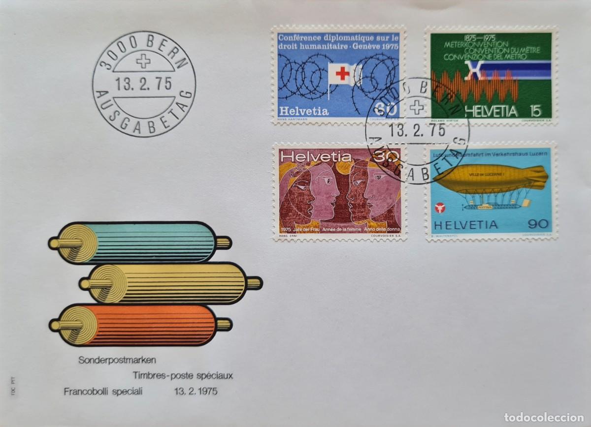 Selos: Sobre de primer d&iacute;a de Suiza 1975
