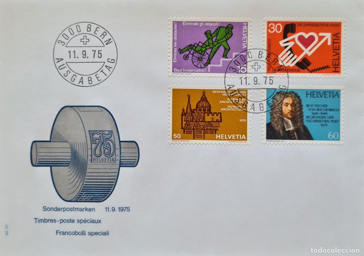 Briefmarken: Sobre de primer d&iacute;a de Suiza 1975