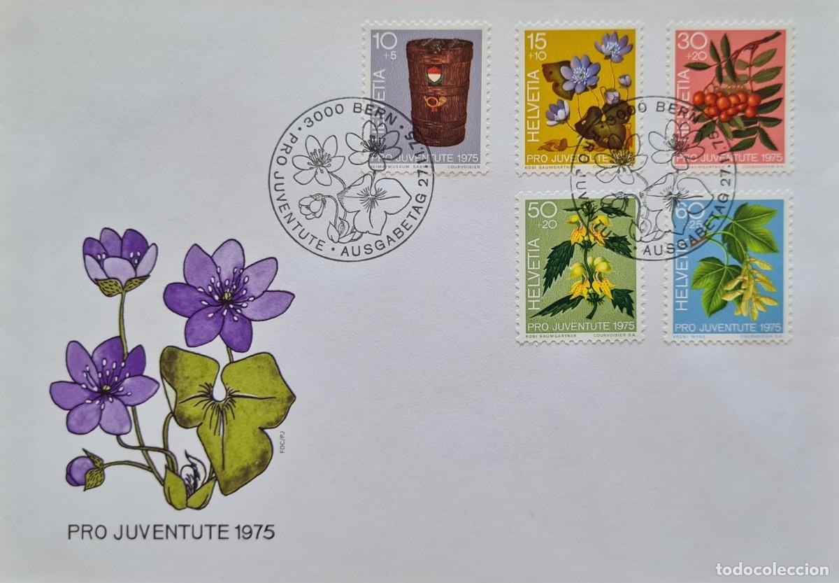 Selos: Sobre de primer d&iacute;a de Suiza 1975: frutos y plantas del bosque