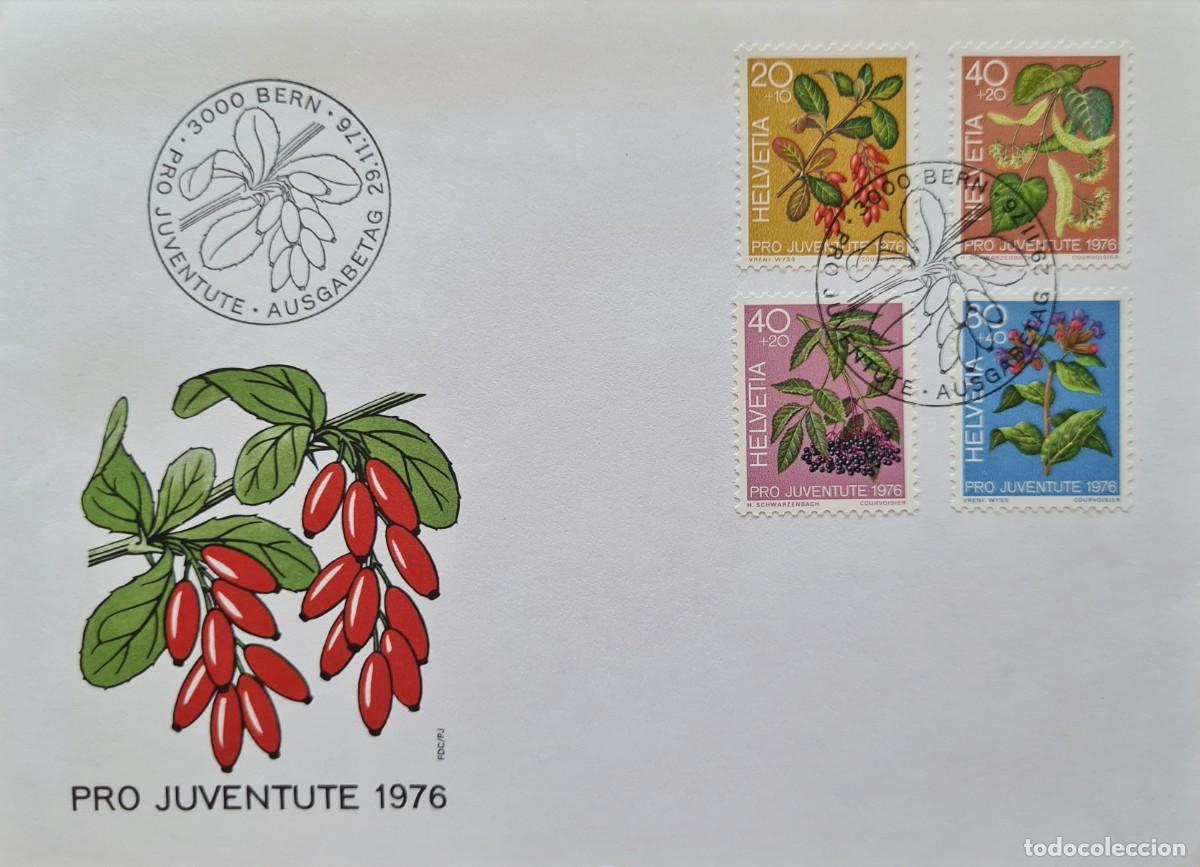 Briefmarken: Sobre de primer d&iacute;a de Suiza 1976: pro-juventud. Plantas medicinales del bosque