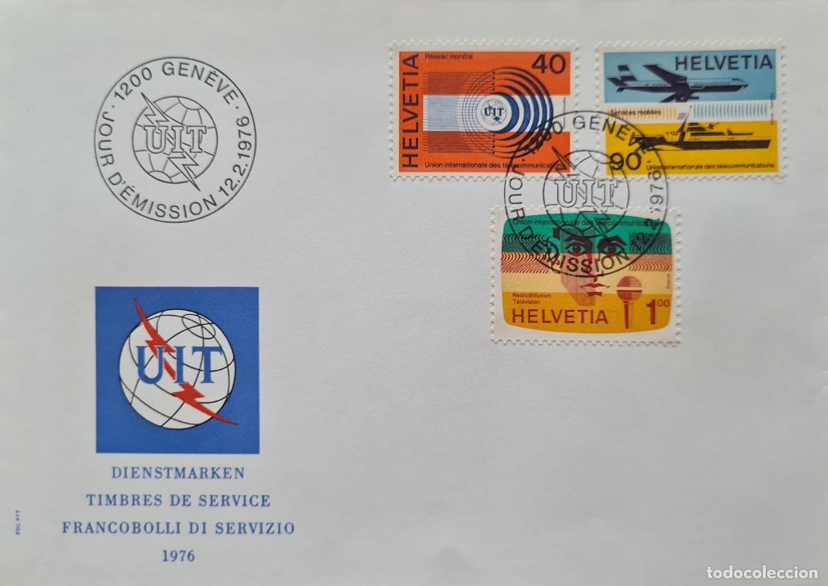 Stamps: Sobre de primer d&iacute;a de Suiza 1976: Uni&oacute;n Internacional de las Telecomunicaciones