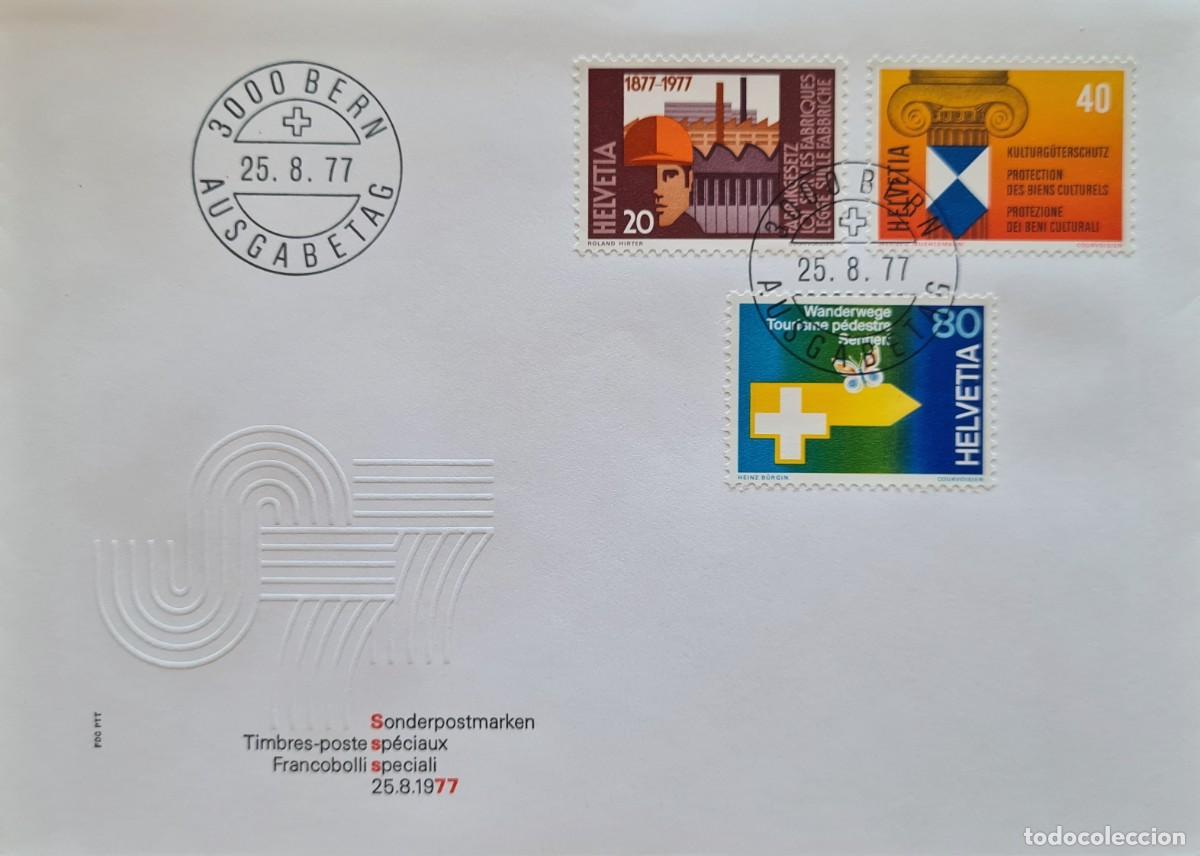 Selos: Sobre de primer d&iacute;a de Suiza 1977