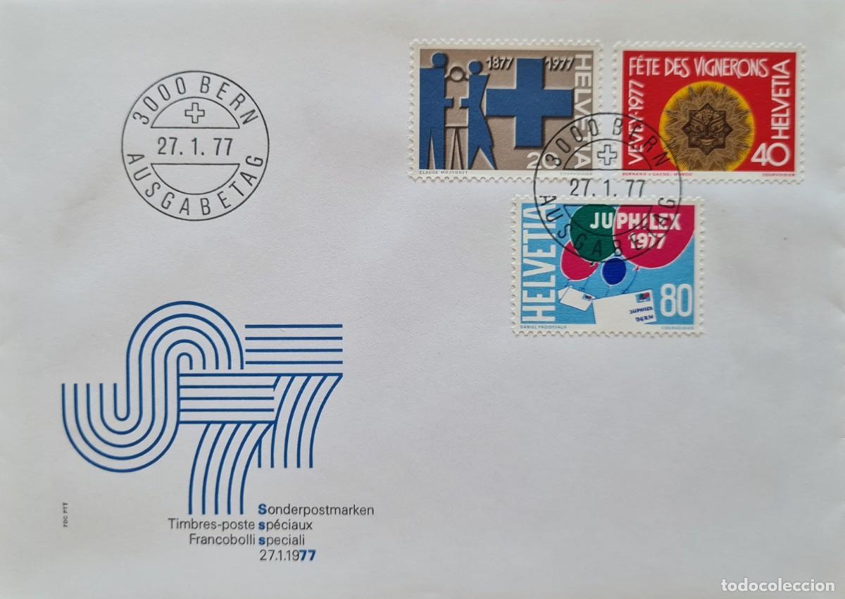 Selos: Sobre de primer d&iacute;a de Suiza 1977