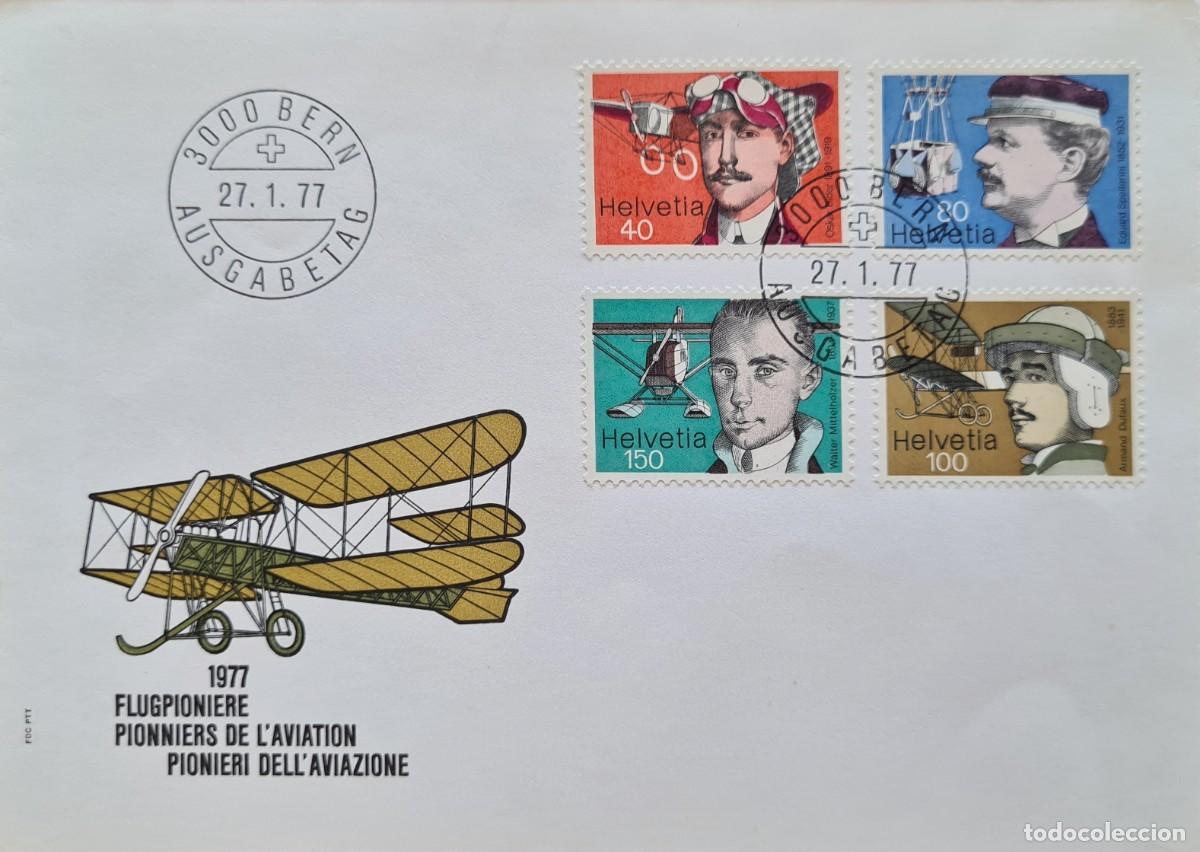 Briefmarken: Dos sobres de primer d&iacute;a de Suiza 1977: pioneros de la aviaci&oacute;n suizos