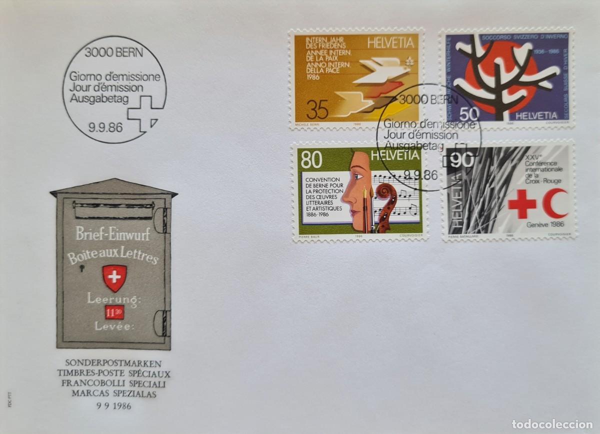 Briefmarken: Sobre de primer d&iacute;a de Suiza 1986: aniversarios y eventos