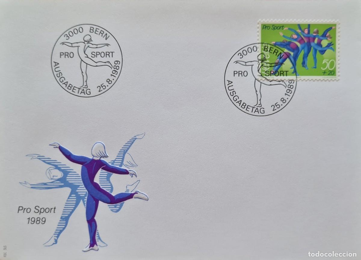 Stamps: Sobre de primer d&iacute;a de Suiza 1989: pro asociaciones deportivas