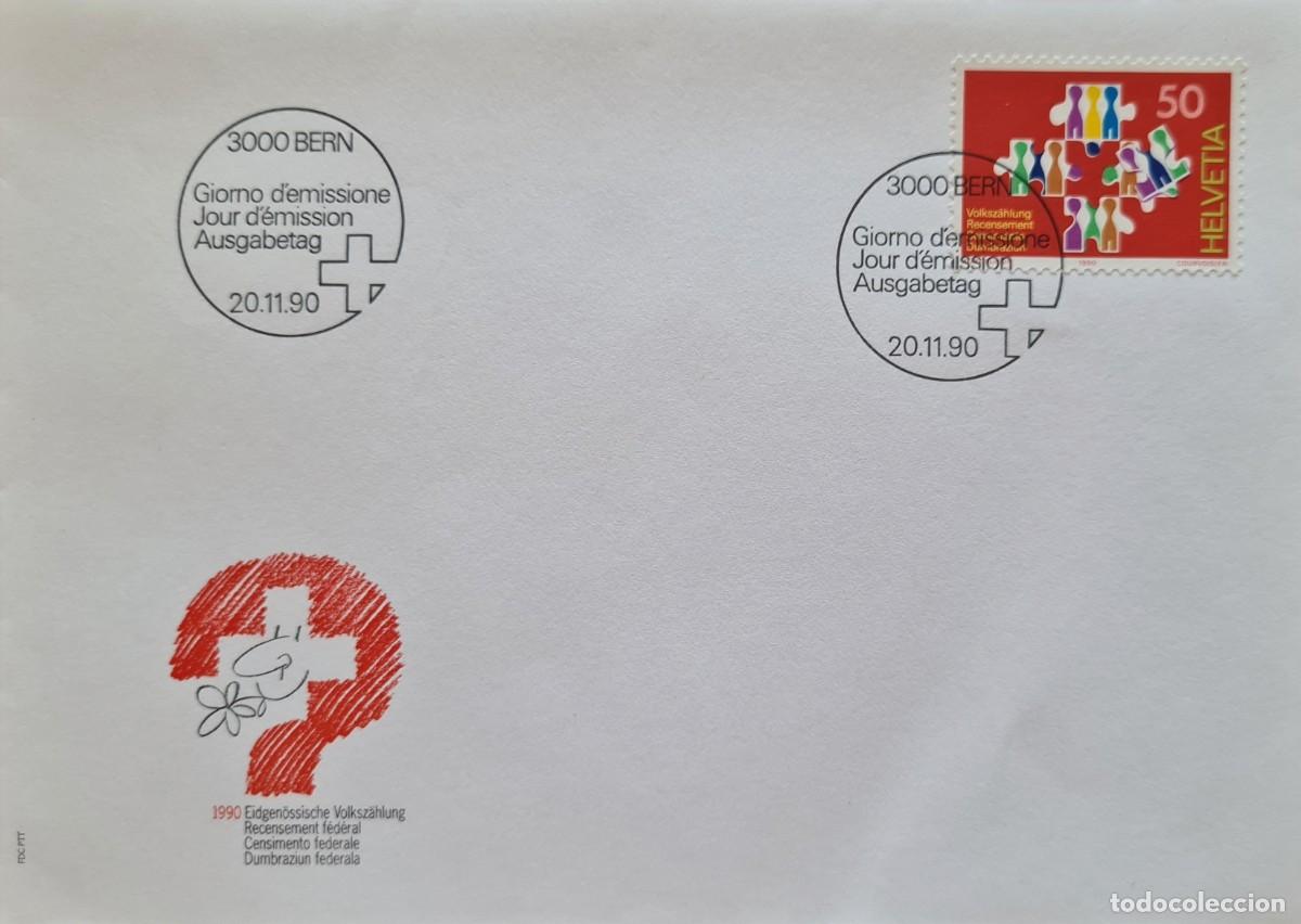 Briefmarken: Sobre de primer d&iacute;a de Suiza 1990: Censo federal de la poblaci&oacute;n