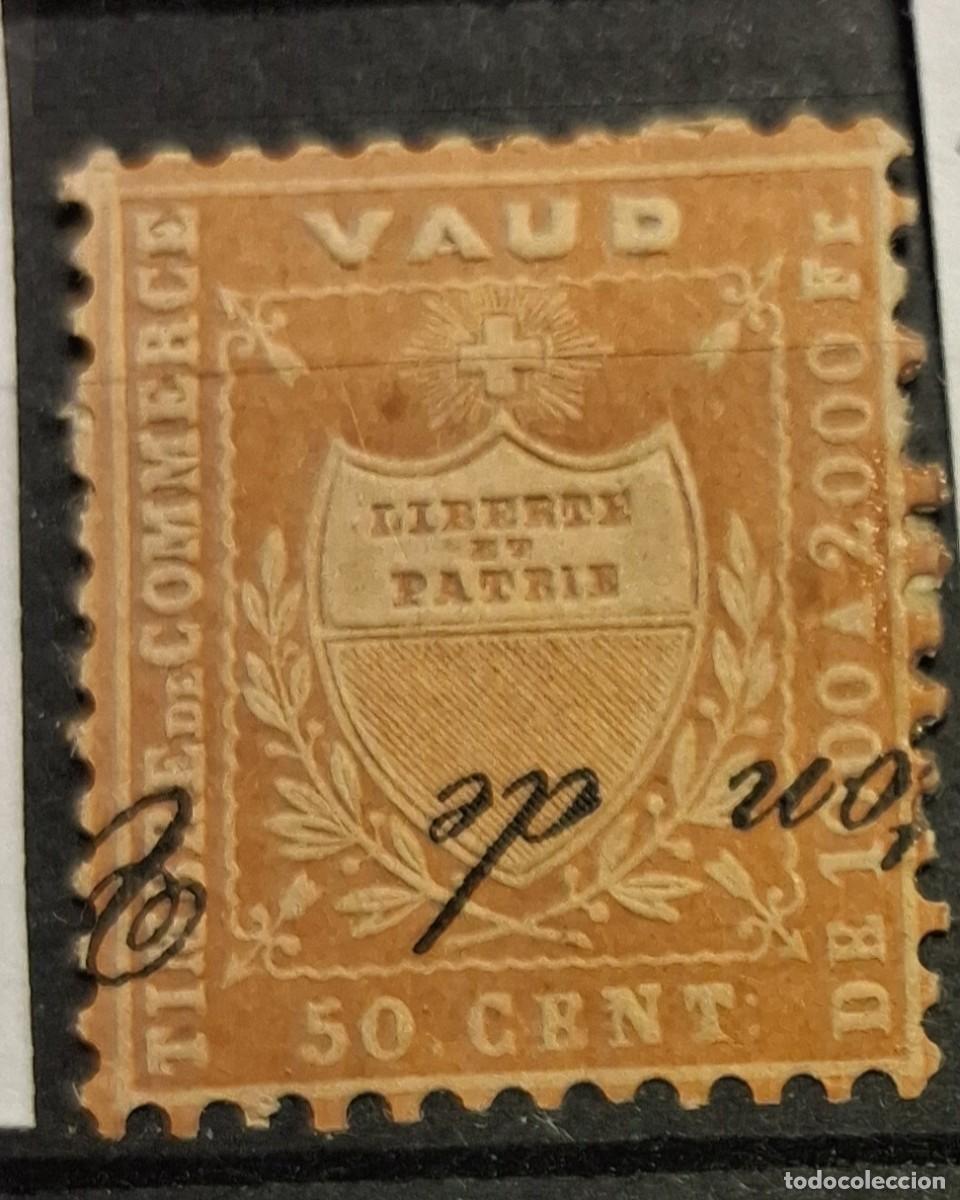 Sellos: SUIZA, CANT&Oacute;N DE VAUD, 1860/70, TASAS/TIMBRE DE 1000 a 2000.