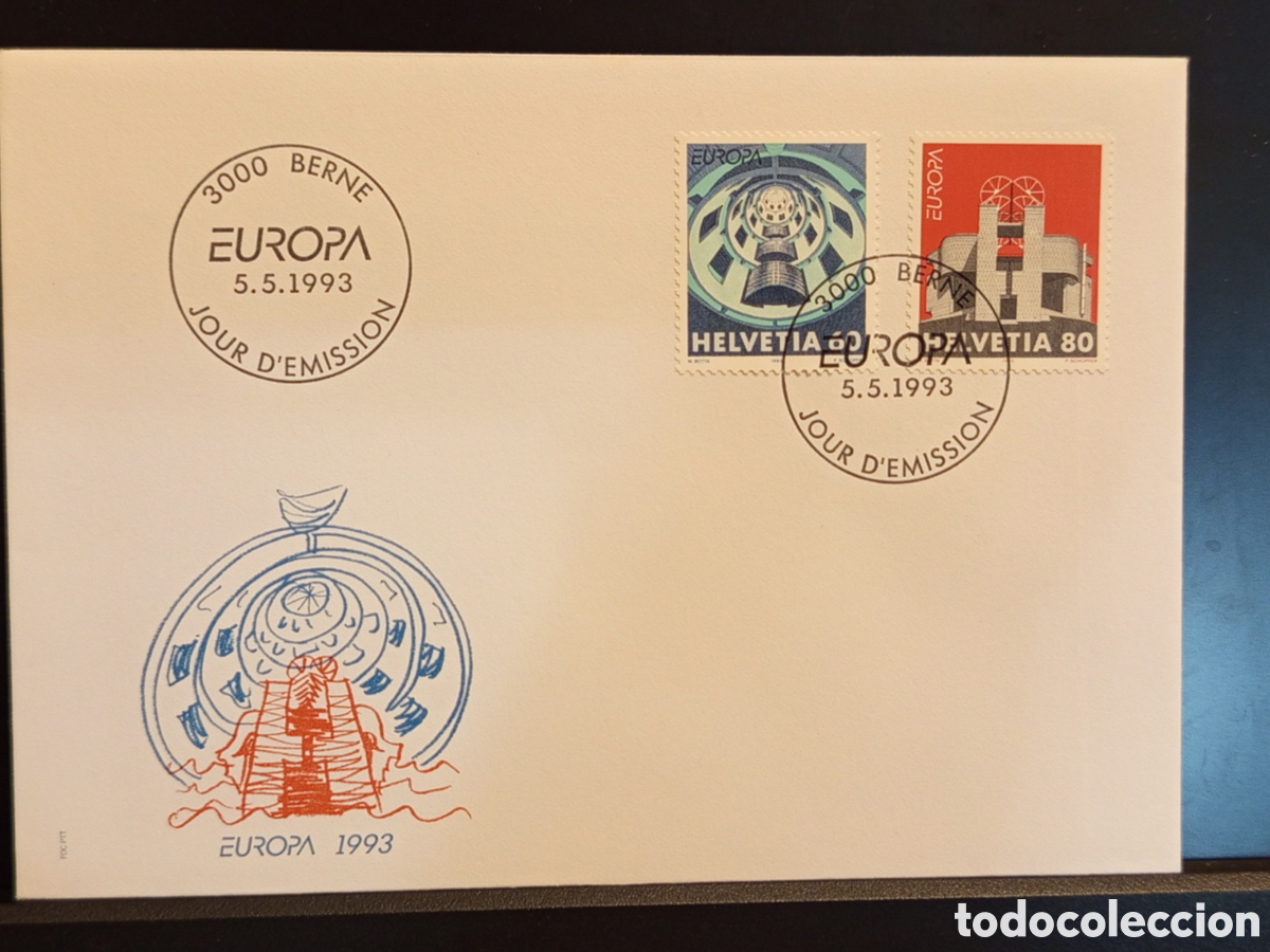 Sellos: &rdquo;FDC Suiza 1993 - Europa Helvetia - Berne Jour d'Emission - Arquitectura&rdquo;