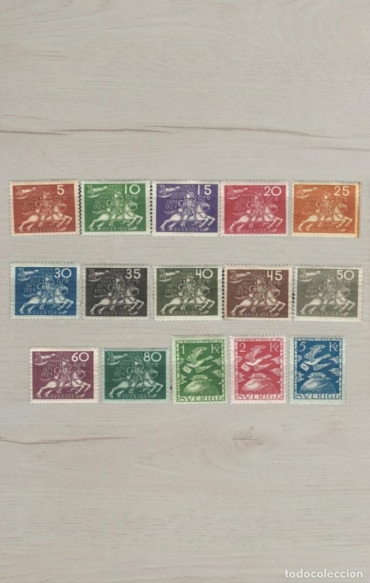 Sellos: Lote 15 Sellos de Suecia 1924 - 50&ordm; Aniversario de la UPU hasta 5 Kr - Nuevos