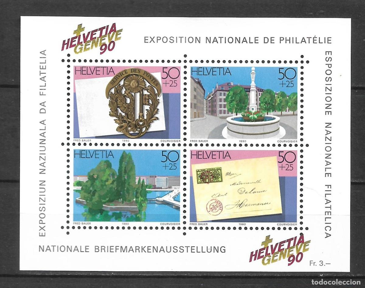 Sellos: suiza 1990 hoja bloque ** mnh Exposici&oacute;n Filat&eacute;lica Nacional, Ginebra 90 - 27/15