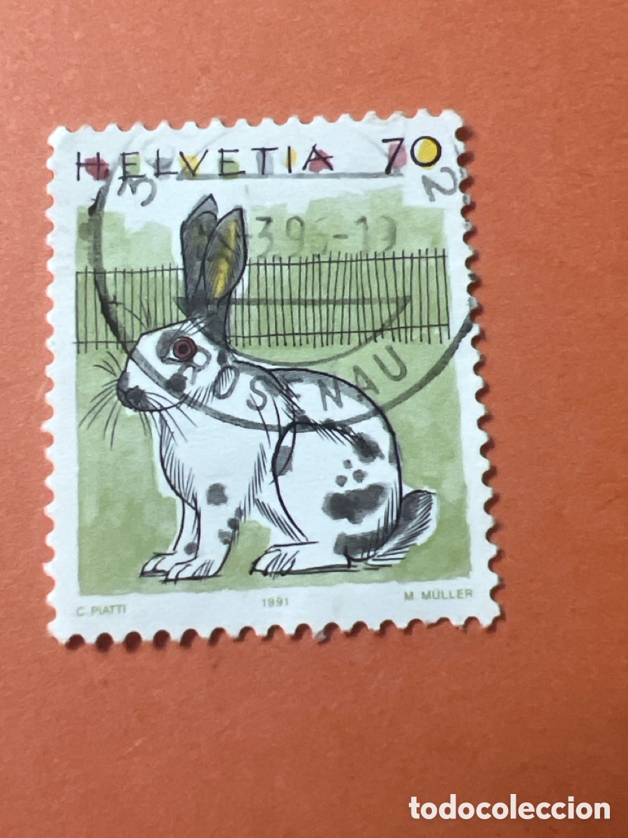 Sellos: S31. SUIZA 1991. SERIE ANIMALES - CONEJO DOMESTICO.