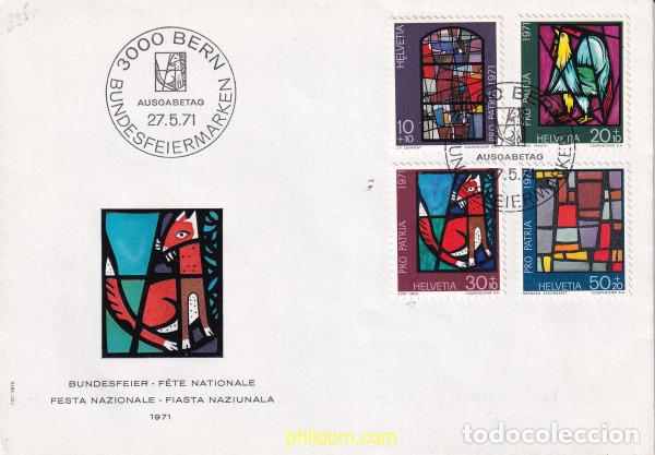 Sellos: 765942 USED SUIZA 1971 VIDRIERAS