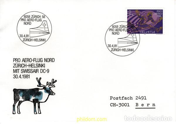 Sellos: 760712 MNH SUIZA 1981 50 ANIVERSARIO DE LA FUNDACION DE LA COMPA&Ntilde;IA AEREA &rdquo;SWISSAIR&rdquo;