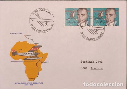 Sellos: Lote de 5 sobres conmemorativos de aerofilatelia suiza (1977-1988)