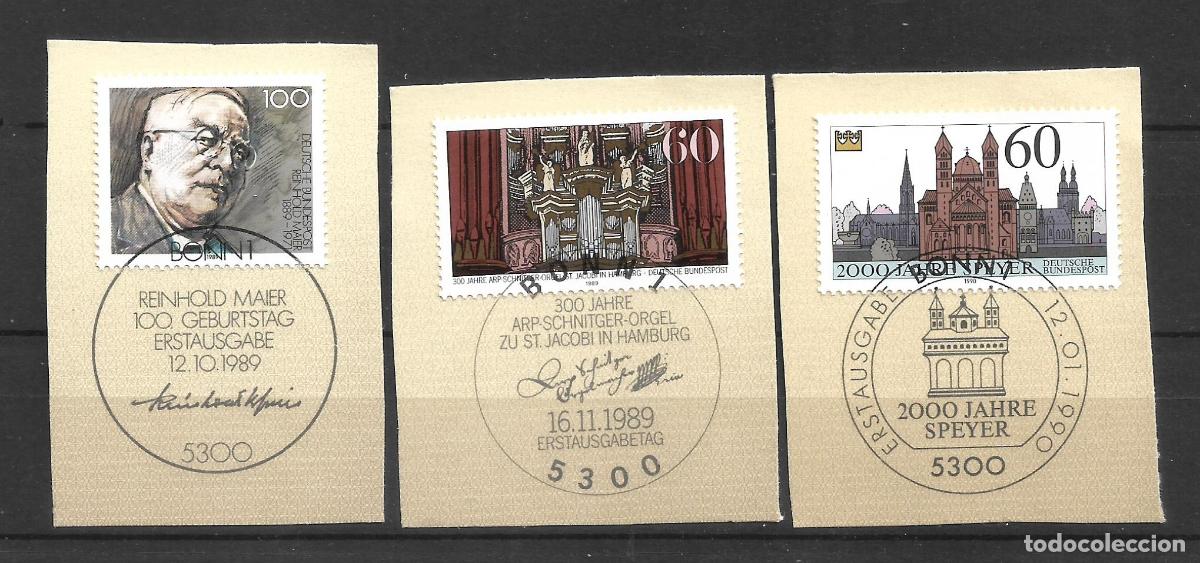 Sellos: alemania 1989 michel 1440/1441+1444 usado- 11/4