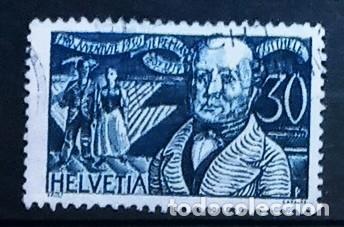 Sellos: SUIZA - IVERT 249 USADO - ALBERT BITZIU ESCRITOR SUIZO