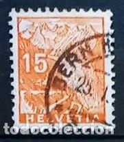 Sellos: SUIZA - IVERT 274 USADO - GLACIAR DERHONE A&Ntilde;O 1934
