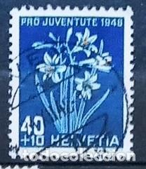 Sellos: SUIZA - IVERT 470 USADO - SERIE PARA LA JUVENTUD FLORES A&Ntilde;O 1948