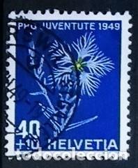 Sellos: SUIZA - IVERT 496 USADO - PRO JUVENTUD FLORES A&Ntilde;O 1949