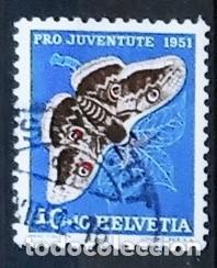 Sellos: SUIZA - IVERT 515 USADO - PRO JUVENTUD MARIPOSA A&Ntilde;O 1950