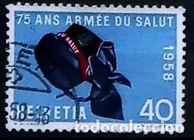 Sellos: SUIZA - IVERT 605 USADO - 75 ANIV. DE CUERPO DE SALUD 19578