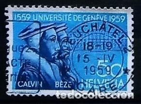 Sellos: SUIZA - IVERT 624 USADO - 4&ordm; CENTEN. UNIVERSIDAD DE GENOVA 1959