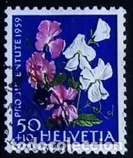 Sellos: SUIZA - IVERT 638 USADO - PRO JUVENTUDES FLORES 1959