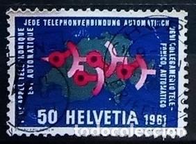 Sellos: SUIZA - IVERT 676 USADO - AUTOMATIZACION INTEGRAL DEL TELEFONO NACIONAL 1961