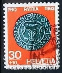 Sellos: SUIZA - IVERT 595/96 USADO - PRO PATRIA A&Ntilde;O 1962