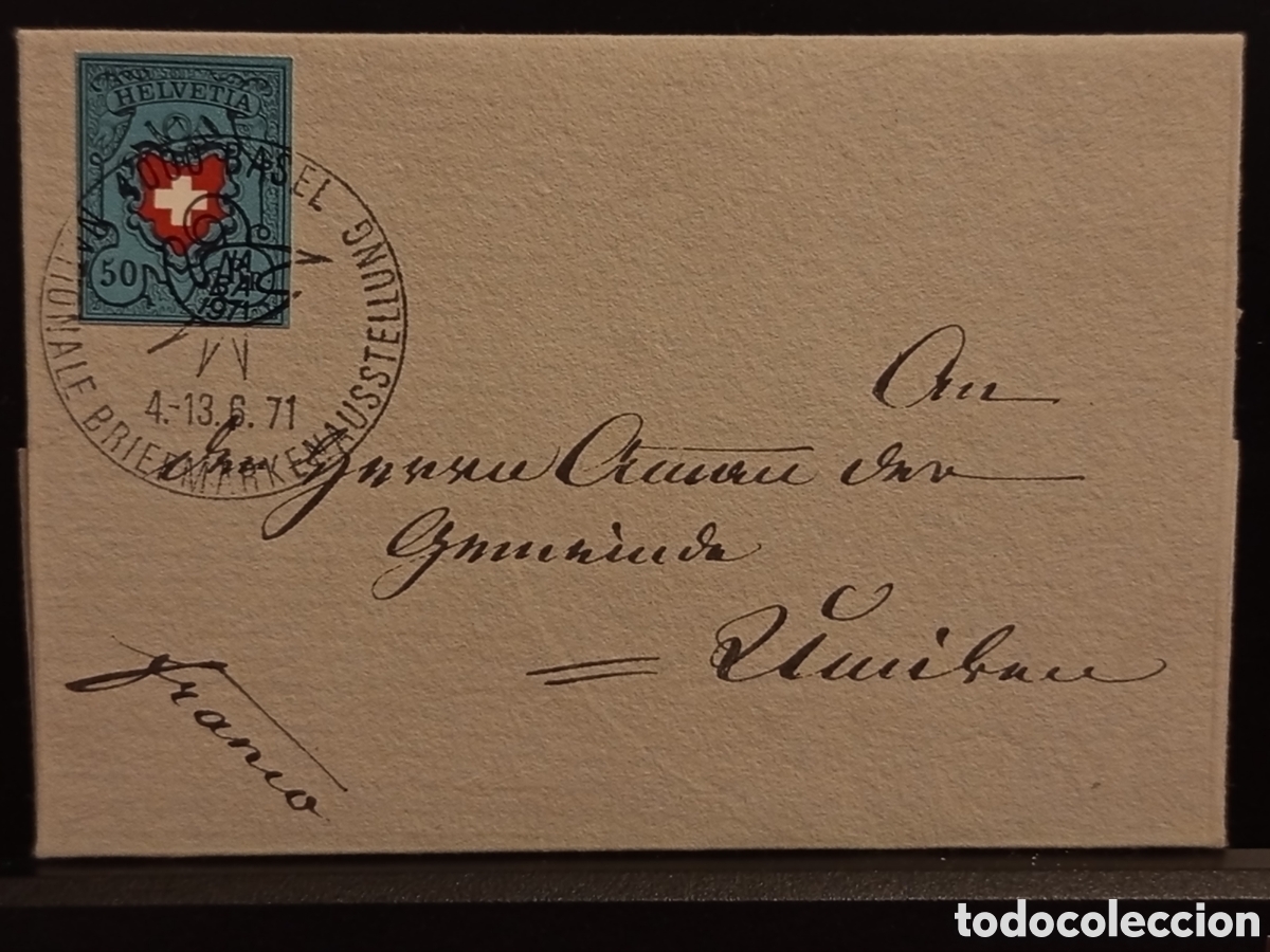 Sellos: Sobre Suiza 50c Exposici&oacute;n Filat&eacute;lica NABA Basilea 1971 (Zumstein C128)