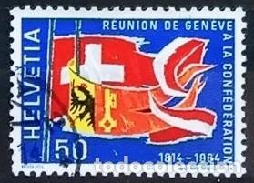 Sellos: SUIZA - IVERT 729 USADO - CENTEN. ENTRADA DE GENOVA EN LA CONFEDERACION A&Ntilde;O 1964