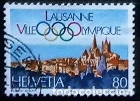Sellos: SUIZA - IVERT 1198 USADO - SEDE COMITE OLIMPICO INTERN. EN LOUSANNA A&Ntilde;O 1984