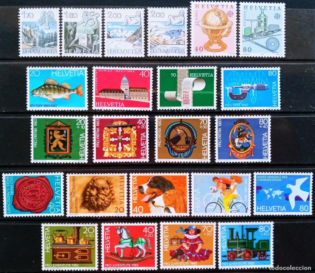 Sellos: SUIZA - IVERT A&Ntilde;O 1983 NUEVOS ** 23 SELLOS LOS DE LA FOTO