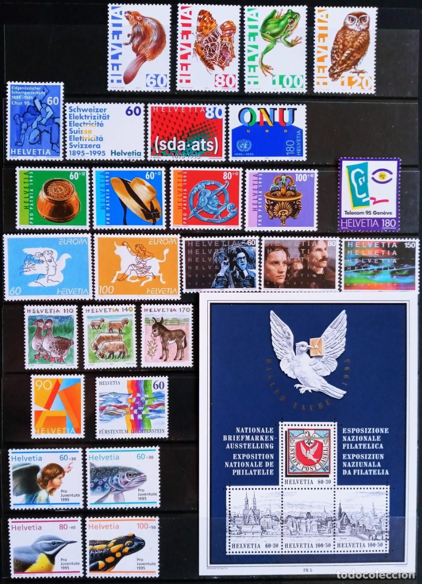 Sellos: SUIZA - IVERT ... A&Ntilde;O COMPLETO 1995 NUEVOS ** 27 SELLOS + 1 HOJA BLOQUE - LOS DE LA FOTO