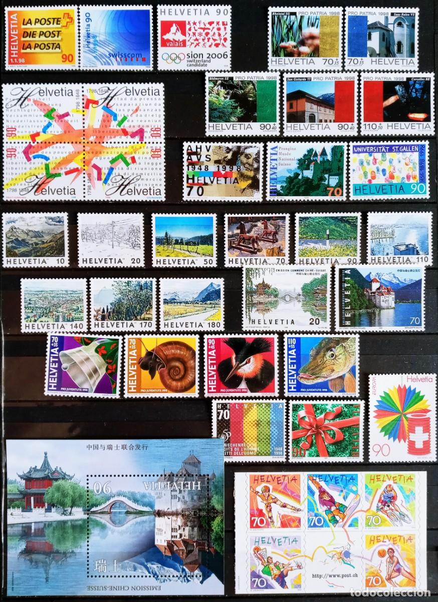 Sellos: SUIZA - IVERT ... A&Ntilde;O 1998 COMPLETO NUEVOS ** 36 SELLOS + 1 HOJA BLOQUE - LOS DE LA FOTO