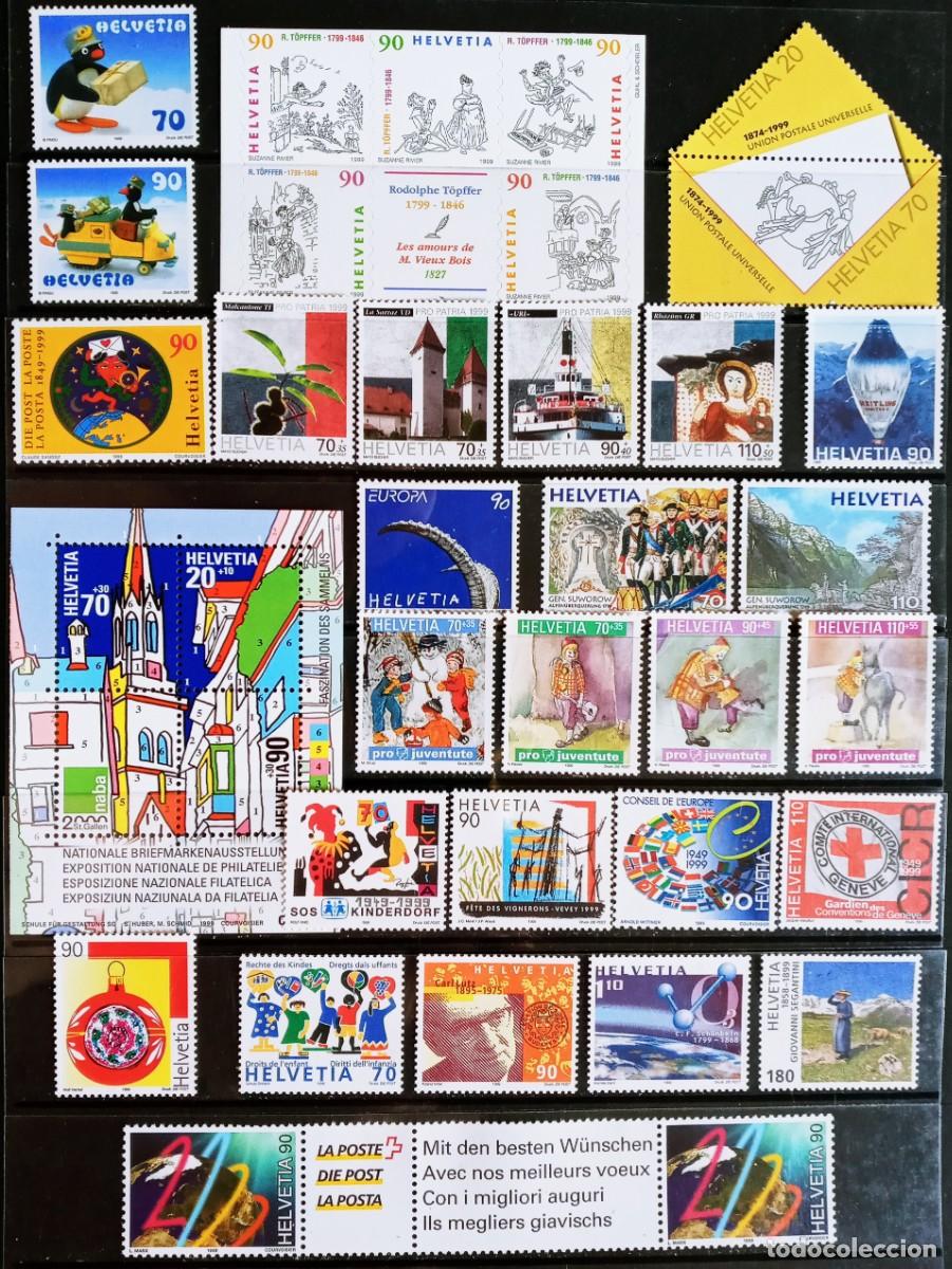 Sellos: SUIZA - IVERT ... A&Ntilde;O 1999 COMPLETO NUEVOS ** 33 SELLOS + 1 HOJA BLOQUE - LOS DE LA FOTO