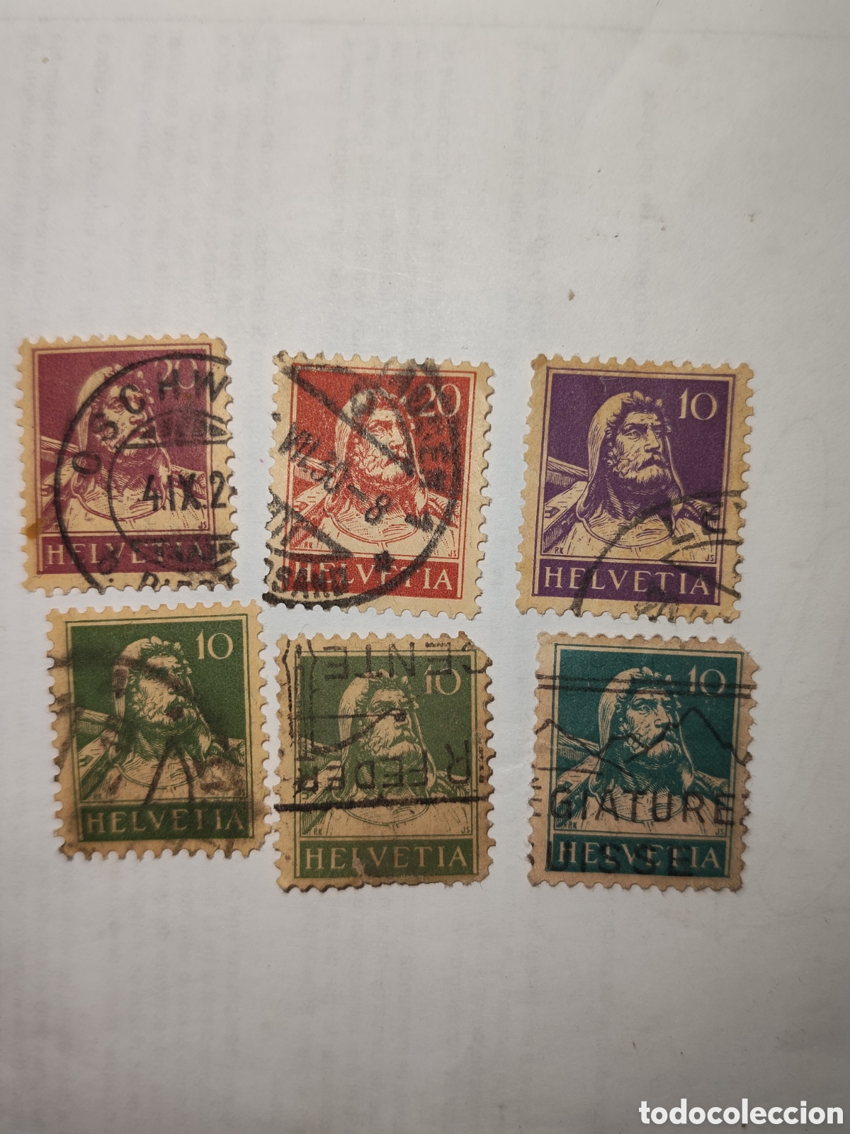 Sellos: 6 sellos de Suiza Guillermo Tell 1924-30 usados
