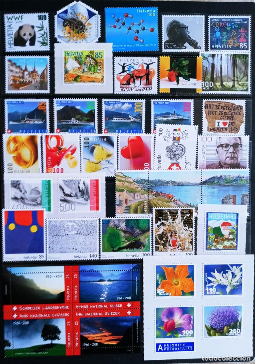 Sellos: SUIZA - IVERT ... A&Ntilde;O 2011 COMPLETO NUEVOS ** 46 SELLOS + 1 HOJAS BLOQUES - LOS DE LAS 2 FOTOS