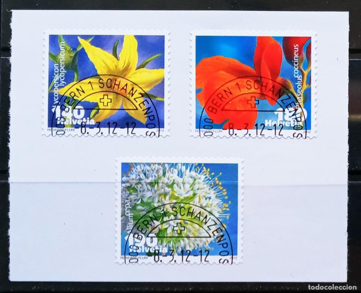 Sellos: SUIZA - IVERT 2165/67 USADOS - SERIE BASICA DE FLORES A&Ntilde;O 2012