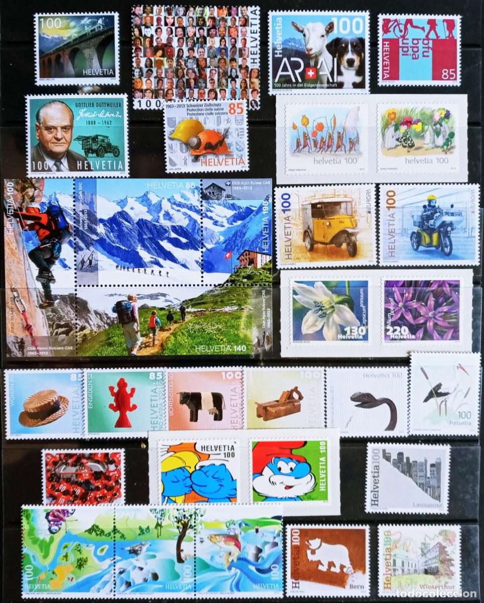 Sellos: SUIZA - IVERT ... A&Ntilde;O 2013 COMPLETO NUEVOS ** 43 SELLOS + 3 HOJAS BLOQUES - LOS DE LAS 2 FOTOS