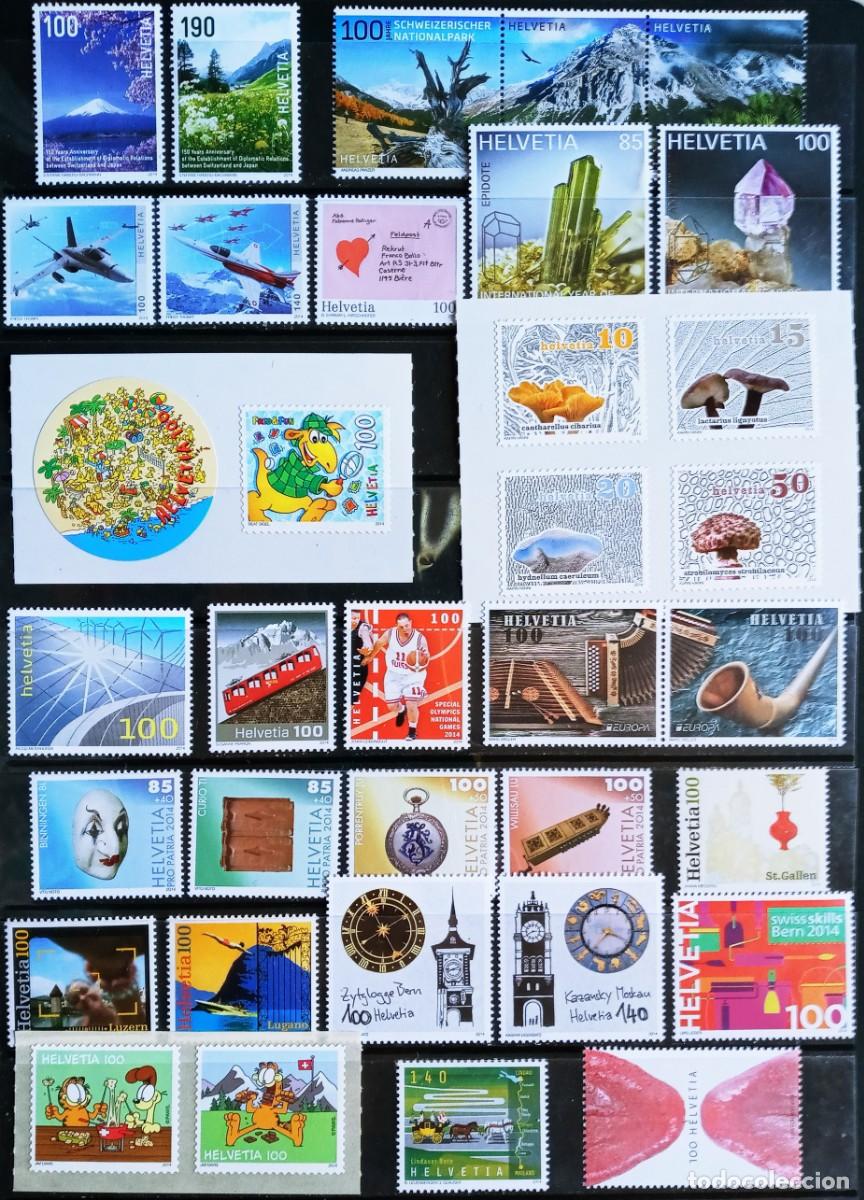 Sellos: SUIZA - IVERT ... 43 SELLOS + 3 HOJAS BLOQUES DEL A&Ntilde;O 2014 NUEVOS ** - LOS DE LAS 2 FOTOS