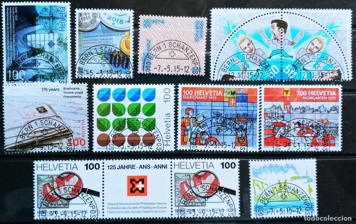 Sellos: SUIZA - IVERT... LOTE 12 SELLOS USADOS A&Ntilde;O 2015 -LOS DE LA FOTO