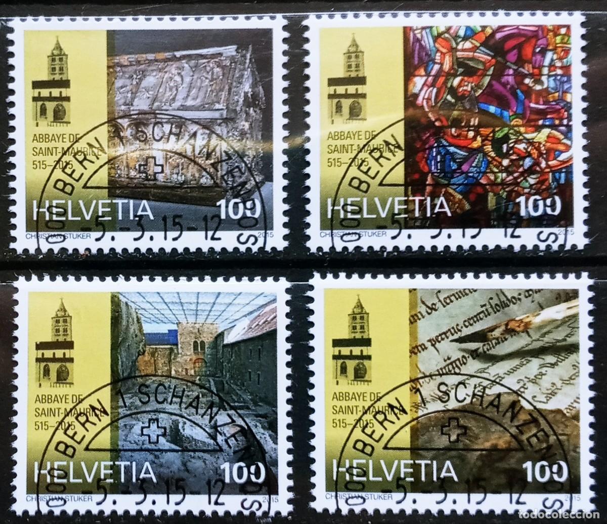 Sellos: SUIZA - IVERT 2301/04 USADOS - 1500 A&Ntilde;OS ABADIA DE SAN MAURICIO A&Ntilde;O 2015