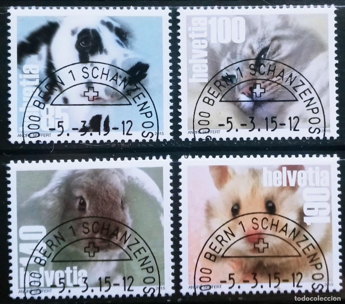 Sellos: SUIZA - IVERT 2305/08 USADOS - SERIE FAUNA ANIMALES DOMESTICOS A&Ntilde;O 2015