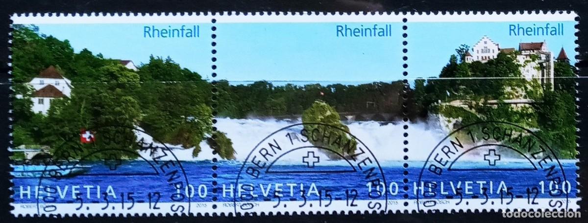 Sellos: SUIZA - IVERT 2309/11 USADOS - SERIE PAISAJES CATARATAS DEL RIN A&Ntilde;O 2015
