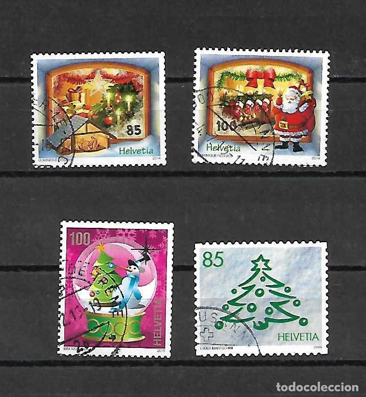 Sellos: lote con 4 sellos de NAVIDAD de Suiza, de los a&ntilde;os 2014/15/16